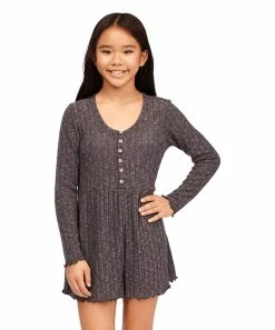 Best Sale 😍 Billabong Dark Gray To The Weekend Romper - 👧 Girls 🤩