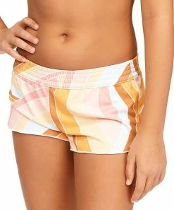 Deals 🌟 Billabong White & Yellow Sea Of Gold Swim Shorts - 👧 Girls 🎁