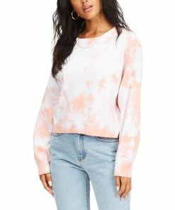 Top 10 😉 Billabong Melon & White Tie-Dye Under The Sun Crewneck Sweater - Juniors ✔️
