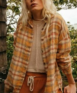 Deals ⌛ Billabong Gold Dust Plaid Easy Breezy Button-Up - Juniors 😀