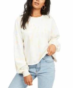 Discount 😍 Billabong Cream Tie-Dye Dreamy Hues Crewneck Sweatshirt - Juniors 👍