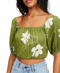 Budget 🌟 Billabong Fern Floral Sun City Puff-Sleeve Top - Juniors 🔥