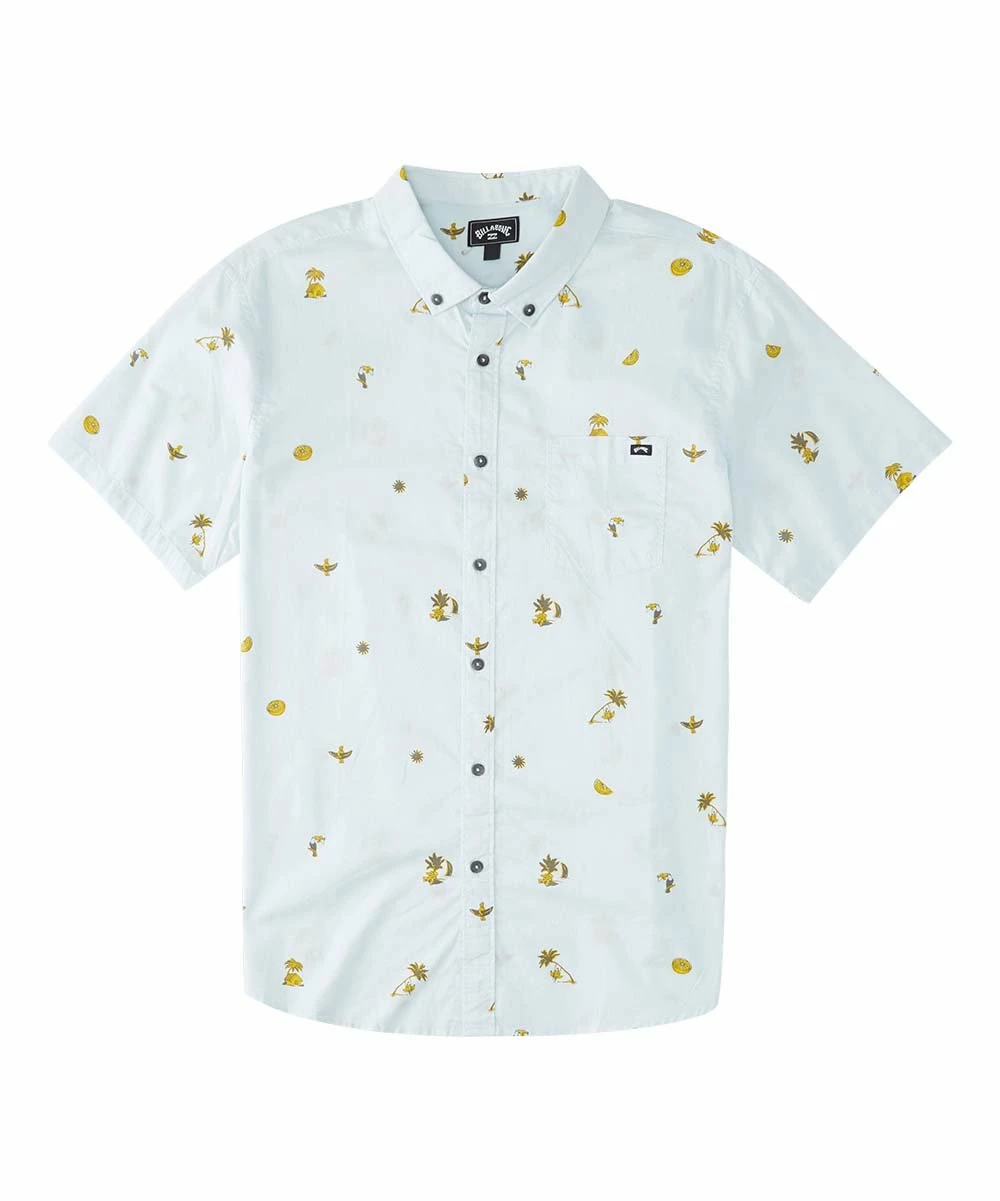 Coupon 🥰 Billabong Sky Blue Sundays Short-Sleeve Button-Up - Boys 😀