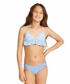 Buy 🛒 Billabong Light Blue & White Floral Where To Ruffle 👙 Bikini - 👧 Girls 🛒