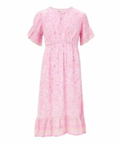 Discount ๐ Billabong Dusty Purple & White Floral Hippie Girl Flutter-Sleeve Midi ๐ Dress - ๐ง Girls ๐งจ