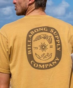 Coupon ⭐ Billabong Mustard 'Supply Company' Crewneck Tee - Men 🤩