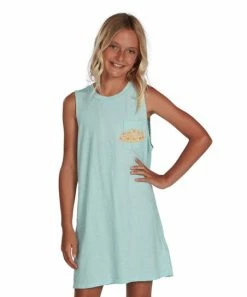 Wholesale ✔️ Billabong Mint Chip Floral Logo Cool Days Sleeveless 👗 Dress - 👧 Girls 🛒