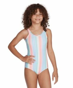 Wholesale 😍 Billabong Pink & Blue Stripe Cross-Back One-Piece - 👧 Girls 🥰