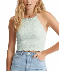 Hot Sale 💯 Billabong Mint To Be Floral Feels Like 🌞 Summer Smocked Halter Top - Juniors 💯