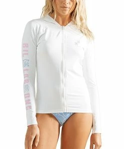 Cheap ✔️ Billabong White A/Div Zip-Up Long-Sleeve Rashguard - Juniors ⌛