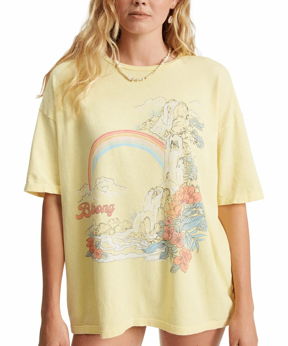 Budget ⌛ Billabong Piña Colada Waterfall Logo Oversize Crewneck Tee - Juniors 😀