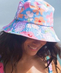 Deals 🎉 Billabong Tangerine & Blue Floral Still Single Bucket Hat ✨