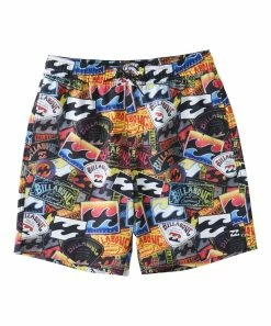Best Sale 😉 Billabong Blue & Red Logo Patchwork Sundays Boardshorts - Toddler & Boys 🔔