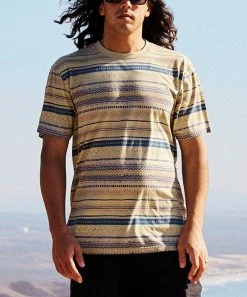 Discount 🔥 Billabong Birch & Gray Geometric Stripe Halfrack Organic Cotton Tee - Men 🤩