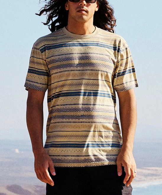 Discount 🔥 Billabong Birch & Gray Geometric Stripe Halfrack Organic Cotton Tee - Men 🤩