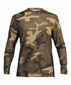 Top 10 🔔 Billabong Beige & Olive Camo Logo Arch Mesh Long-Sleeve Rashguard - Men 💯