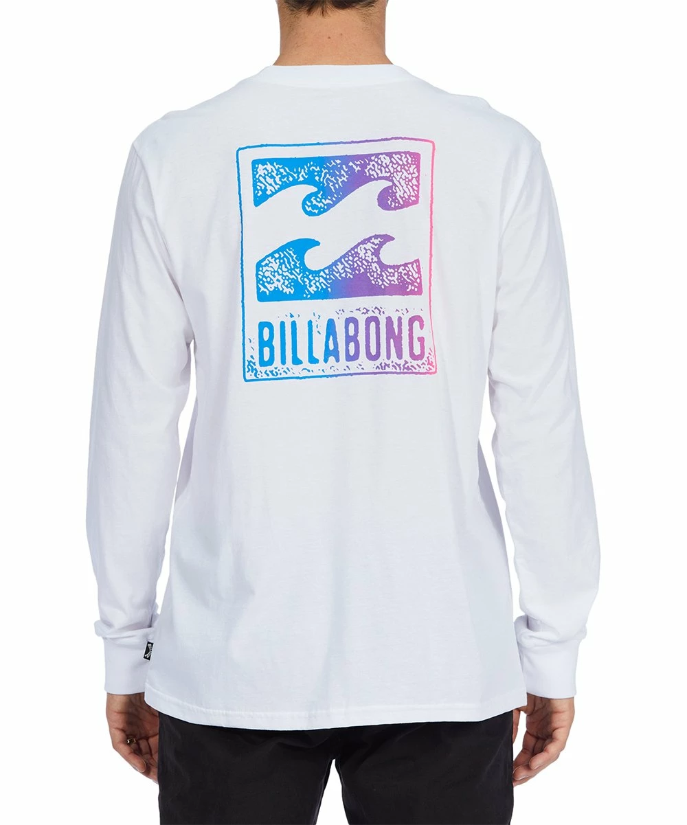 Budget ๐ Billabong White & Turquoise Logo Crayon Wave Long-Sleeve Tee - Men ๐