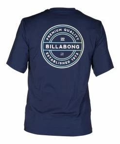Cheap 👍 Billabong Navy Logo Rotor Short-Sleeve Rashguard - Men 🥰