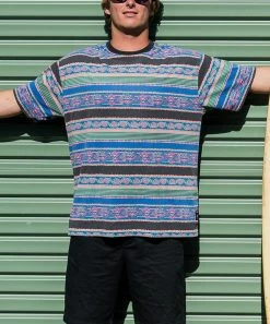 Buy ⌛ Billabong Blue & Brown Geometric Stripe Sons Of Fun Organic Cotton Tee - Men ⌛