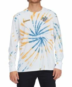 Discount 👍 Billabong White & Blue Tie-Dye Logo Grow Long-Sleeve Tee - Men 🤩