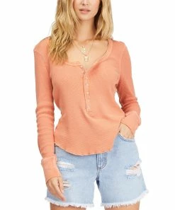Flash Sale ❤️ Billabong Terracotta Curved-Hem Henley - Juniors 🌟