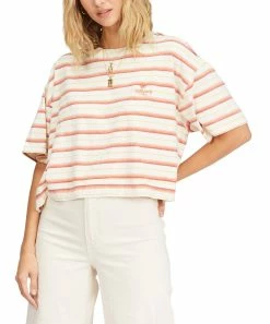 Hot Sale ✨ Billabong Terracotta & White Stripe Only Today Tee - Juniors ⌛