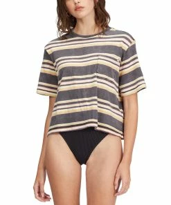 Best Pirce 🥰 Billabong Off-Black Stripe Beach Street Tee - Juniors 👏