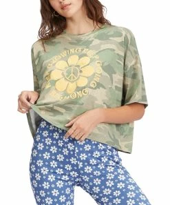 Best Pirce ❤️ Billabong Green Camo 'Keep Growing' Feeling Free Tee - Juniors 🤩