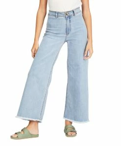 Cheap 🔥 Billabong Sweet Blue Free Fall Wide-Leg Denim Pants - Juniors 🔔