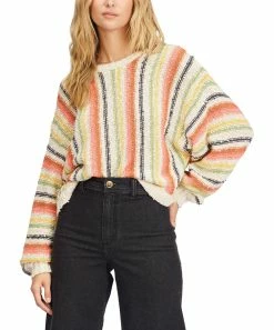 Cheapest 🎉 Billabong Coral & Blue Stripe She's A Trip Sweater - Juniors 😍
